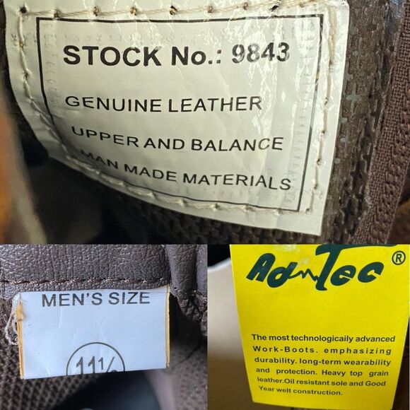 NWB Ad Tec 6" Crazy Horse Soft Toe Chelsea Work Boots Men's 11.5W Leather Rugged - Picture 13 of 16